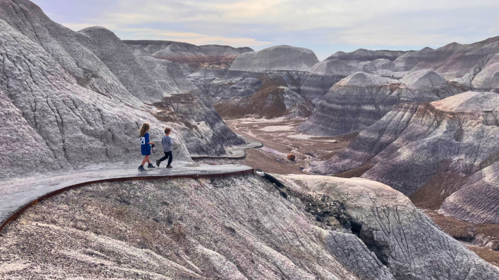 Blue Mesa in Petrified Forest with kids