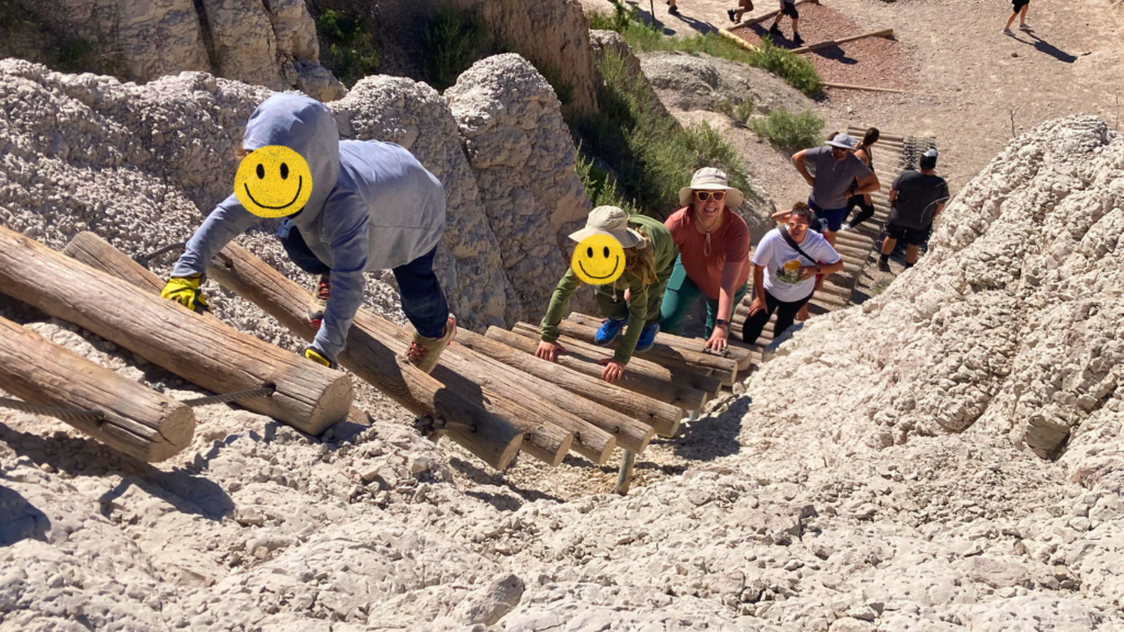Notch Trail Ladder in Badlands National Park with kids